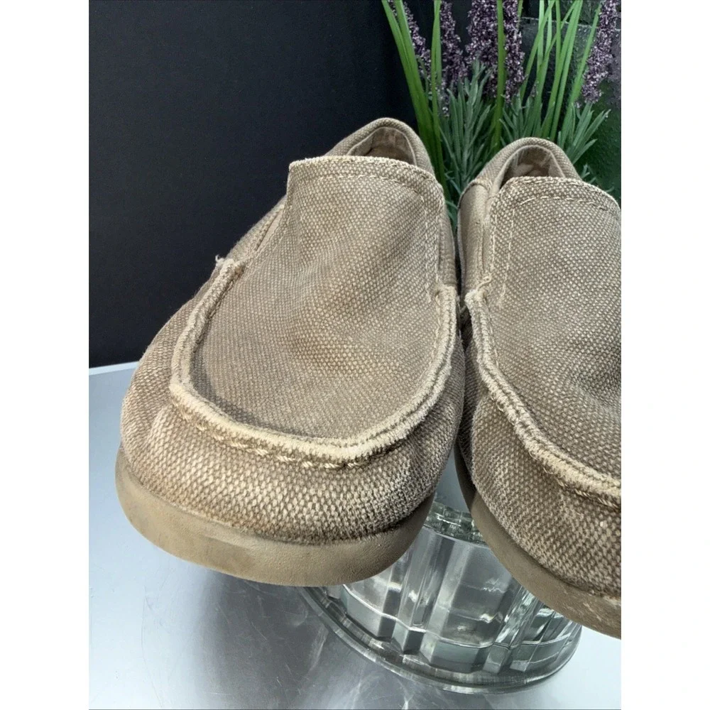 CROCS Child Size 13 Shoes SANTA CRUZ II Brown Canvas Slip-On Loafer Beige Brown